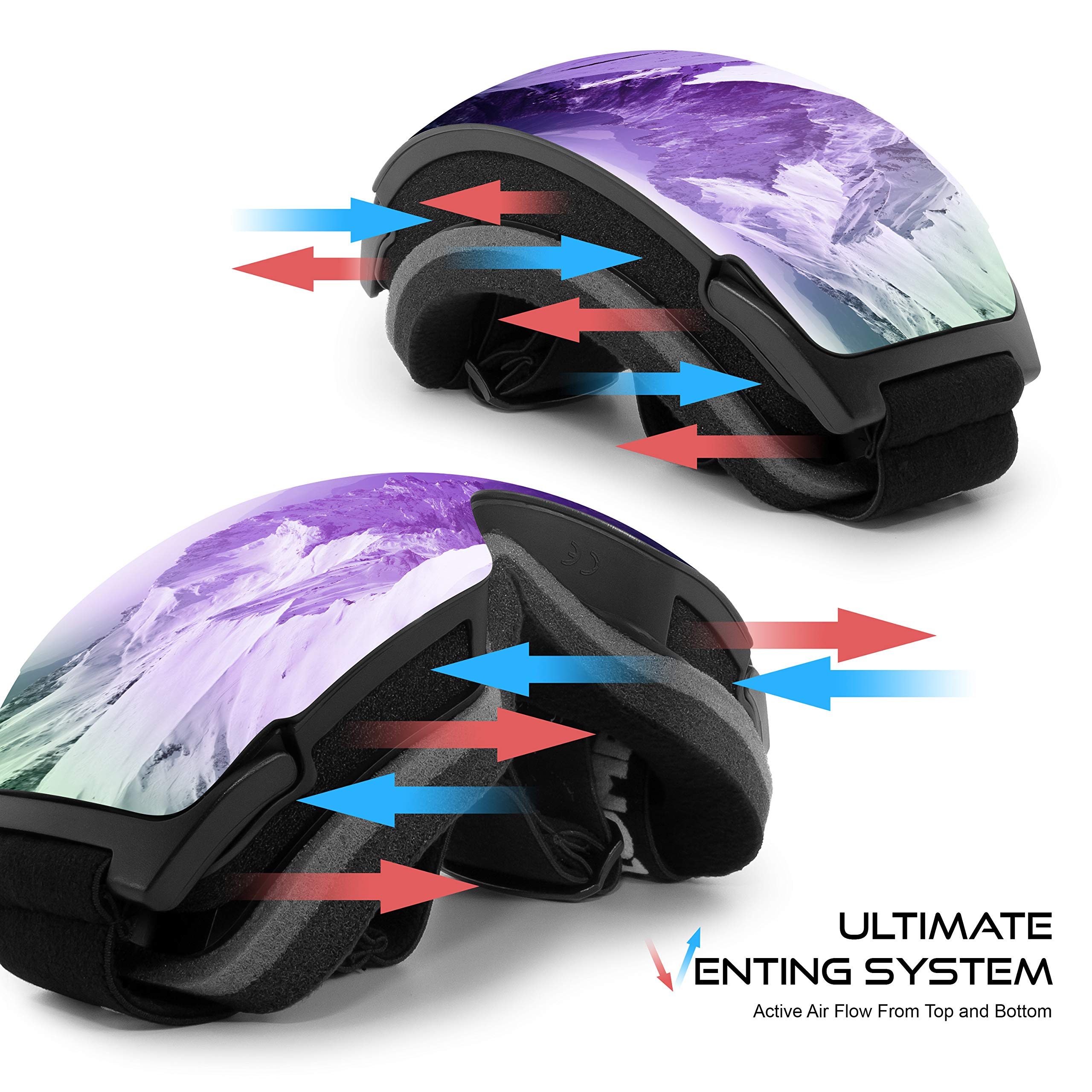 STOMP Ski Goggles PRO - Frameless, Interchangeable Lens 100% UV400 Protection Snow Goggles for Men & Women OTG - Image 3