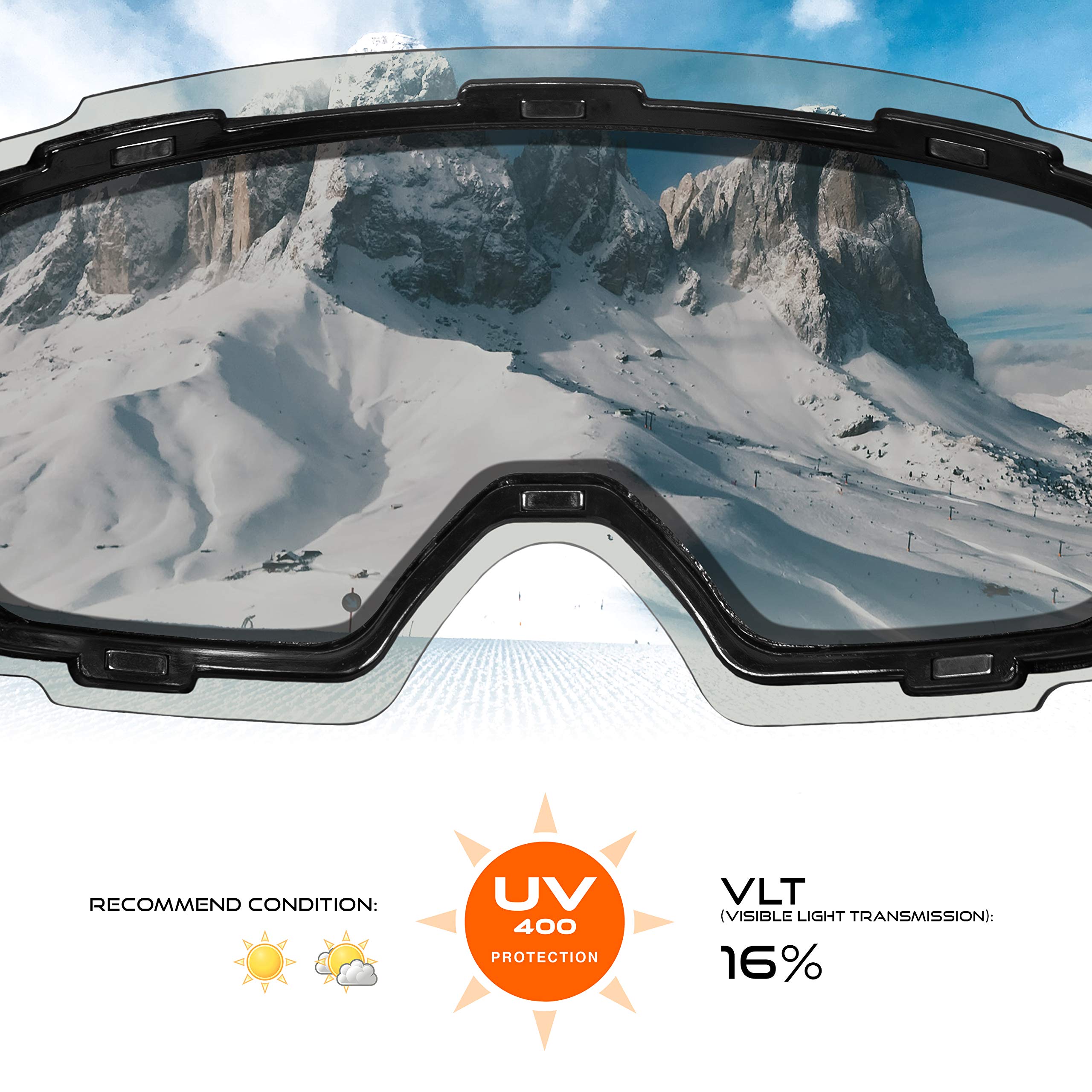 STOMP Ski Goggles PRO - Frameless, Interchangeable Lens 100% UV400 Protection Snow Goggles for Men & Women OTG - Image 5
