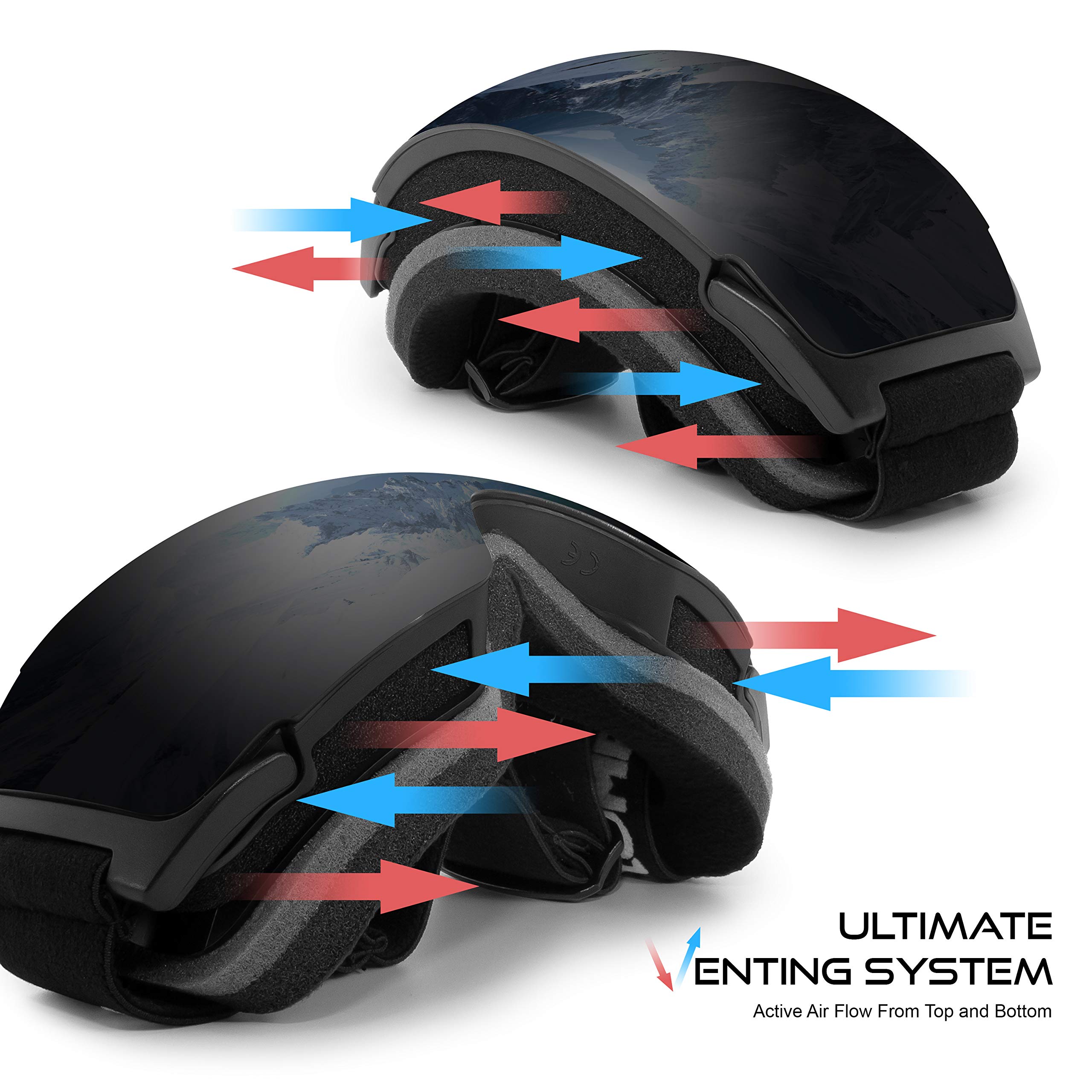 STOMP Ski Goggles PRO - Frameless, Interchangeable Lens 100% UV400 Protection Snow Goggles for Men & Women OTG - Image 3
