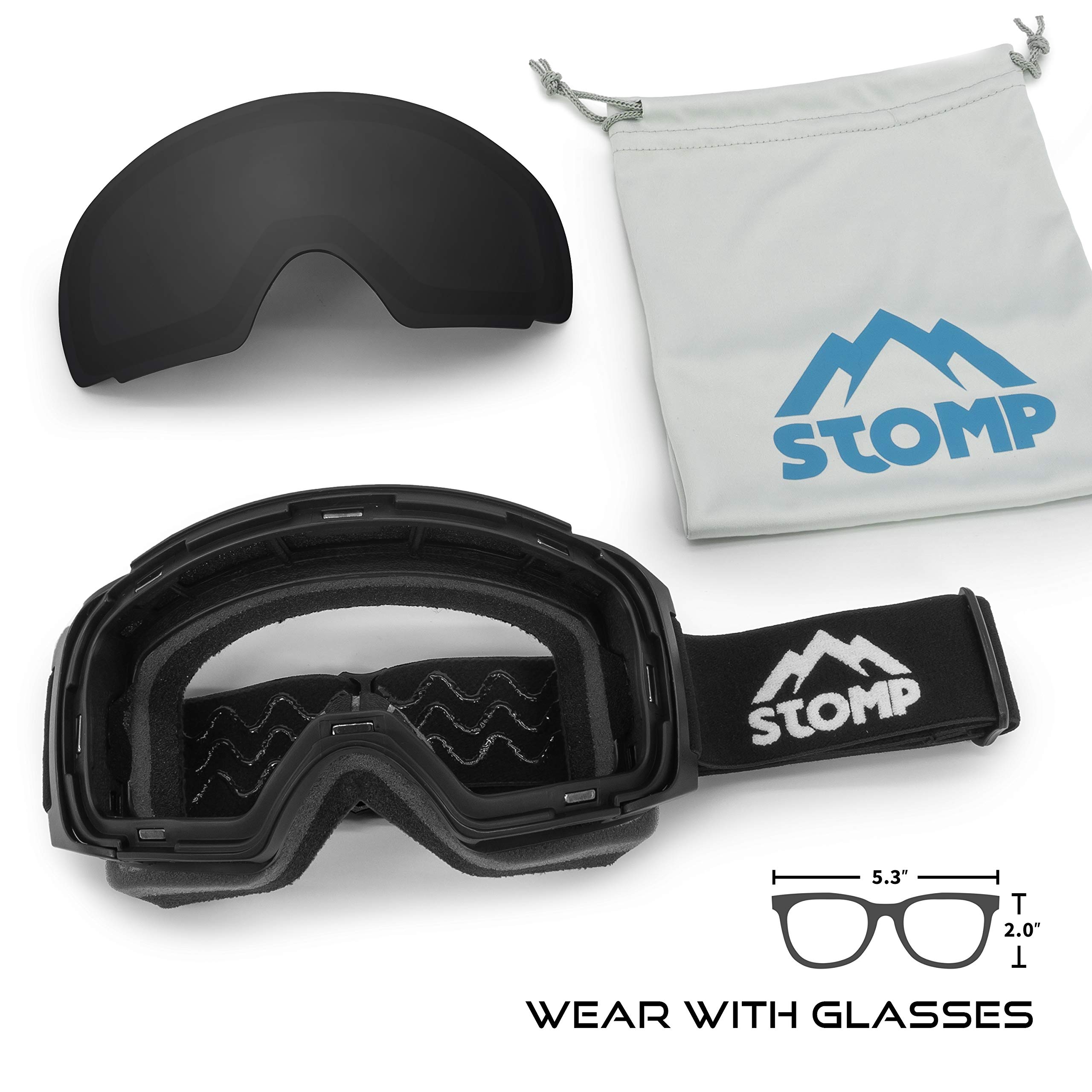 STOMP Ski Goggles PRO - Frameless, Interchangeable Lens 100% UV400 Protection Snow Goggles for Men & Women OTG - Image 4