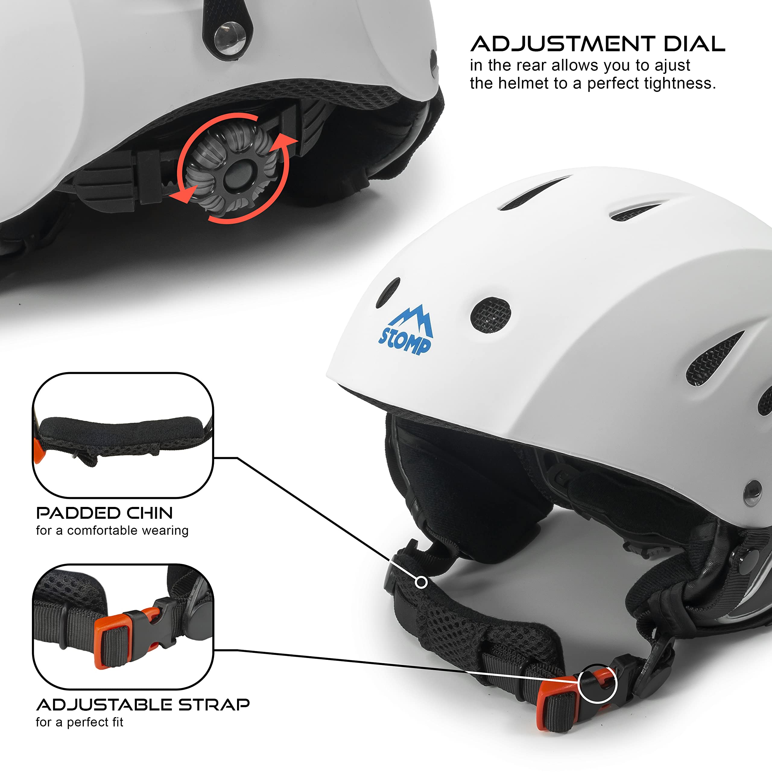 STOMP Ski & Snowboarding Snow Sports Helmet with Build-in Pocket in Ear Pads for Wireless Drop-in Headphone - Image 3