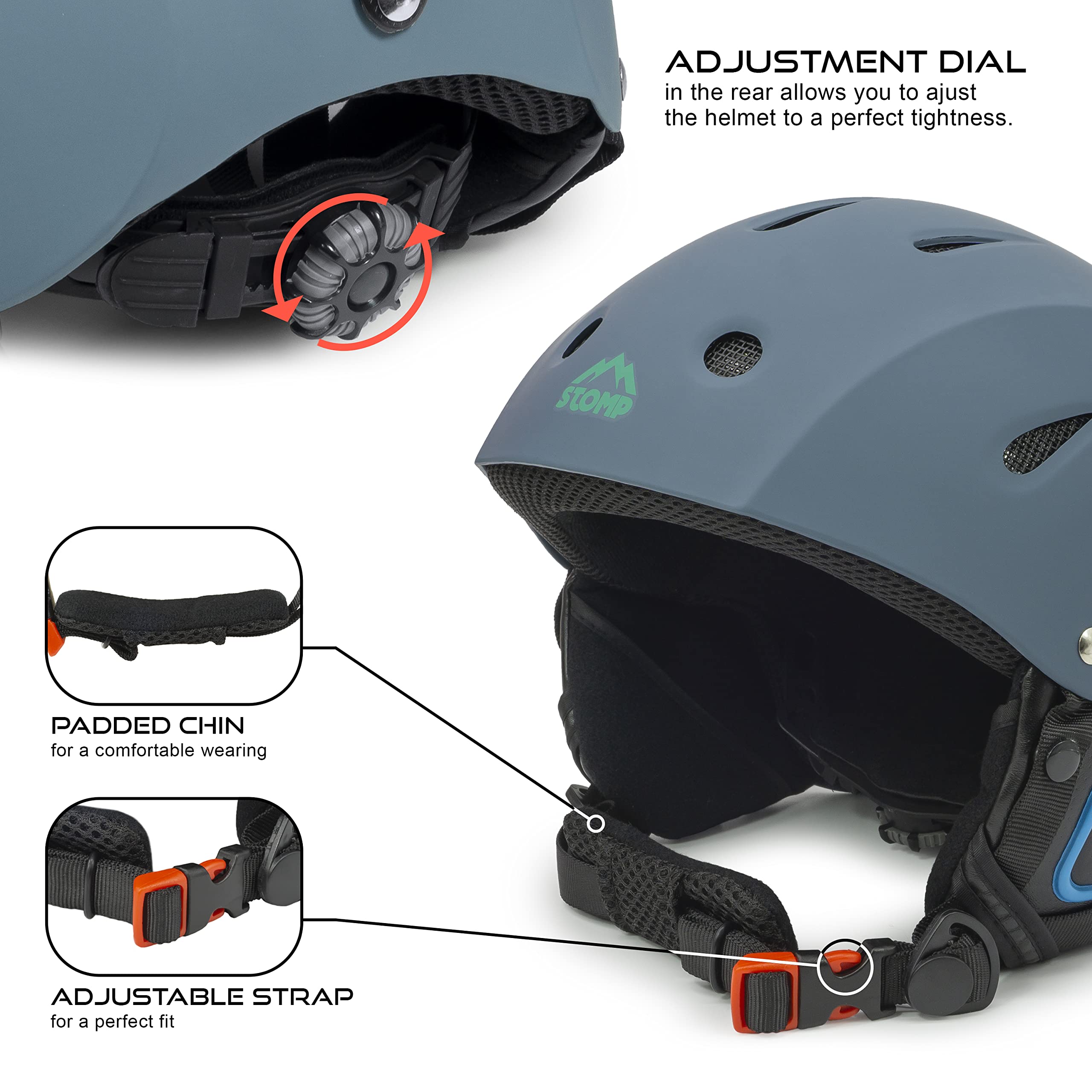 STOMP Ski & Snowboarding Snow Sports Helmet with Build-in Pocket in Ear Pads for Wireless Drop-in Headphone - Image 3