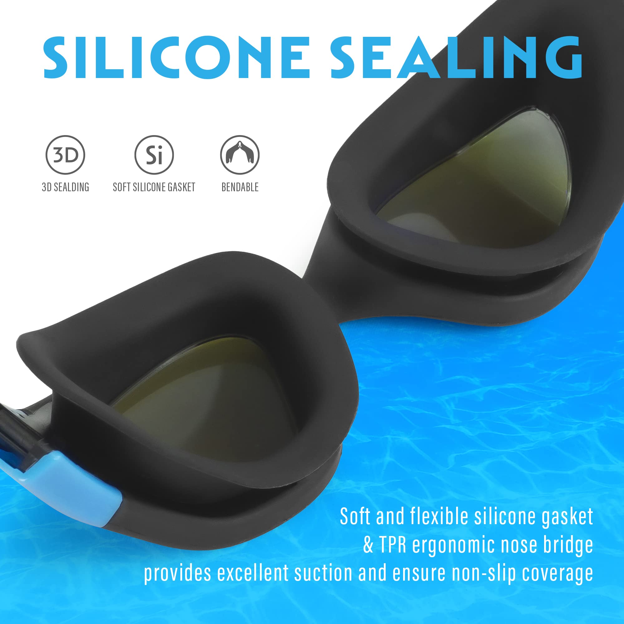 STOMP Swim Goggles, Polarized Swimming Goggles Anti-Fog for Adult Men Women(Blue) - Image 5