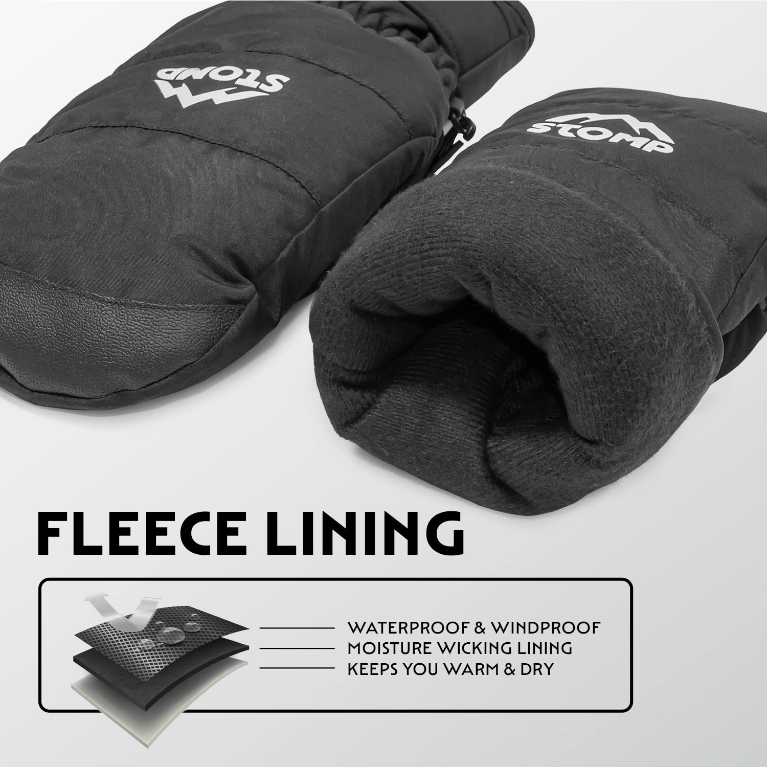 STOMP Waterproof Ski/Snow Gloves Mitten Winter Warm Snowboard Snowmobile Cold Weather Mittens - Image 3