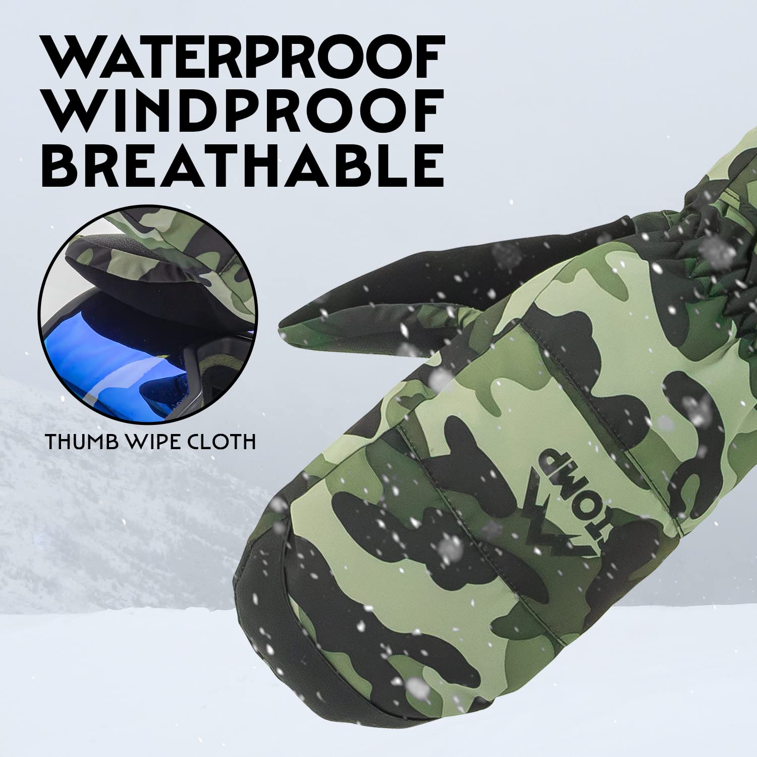 STOMP Waterproof Ski/Snow Gloves Mitten Winter Warm Snowboard Snowmobile Cold Weather Mittens - Image 5