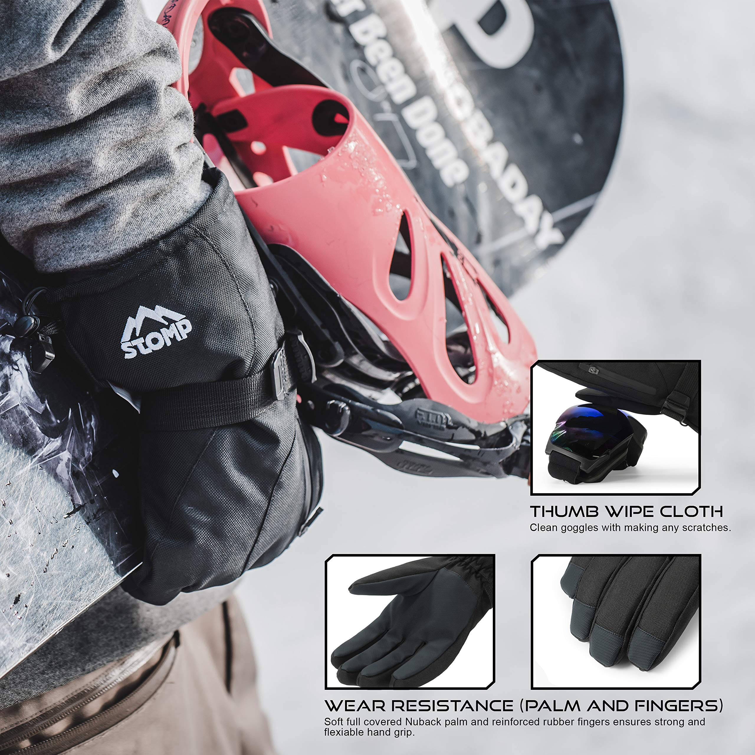 STOMP Waterproof Ski/Snow Gloves Winter Warm 3M Thinsulate Snowboard Snowmobile Cold Weather Gloves - Image 4